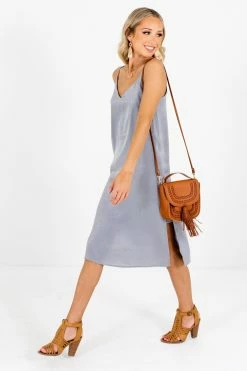 Bella Ella Boutique Girls Night Gray Satin Knee-Length Dress -bella ella boutique shop Girls Night Gray Dress Full Side 5000x