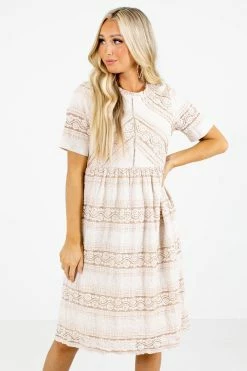 Polagram Have We Met Cream Knee-Length Dress