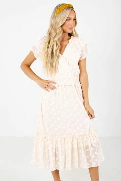 Tea N Rose Here's To You Cream Midi Dress