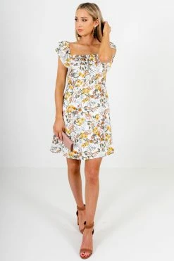 Bella Ella Boutique Honeysuckle White Floral Off-Shoulder Mini Dress -bella ella boutique shop Honeysuckle White Floral Off Shoulder Mini Dress Full 1 5000x