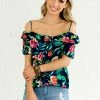 Bella Ella Boutique Island Dreaming Navy Cold Shoulder Top -bella ella boutique shop Island Dreaming Navy Off The Shoulder Top feature 5000x