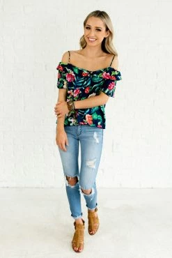 Bella Ella Boutique Island Dreaming Navy Cold Shoulder Top -bella ella boutique shop Island Dreaming Navy Off The Shoulder Top full 5000x