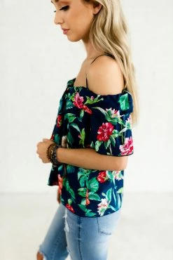 Bella Ella Boutique Island Dreaming Navy Cold Shoulder Top -bella ella boutique shop Island Dreaming Navy Off The Shoulder Top side 5000x