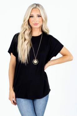 Cielo It's Go Time Patterned Top -bella ella boutique shop It s Go Time Black Top Front 5000x