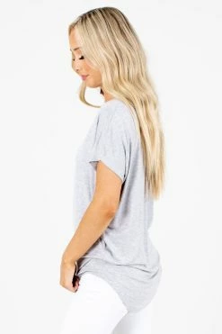 Cielo It's Go Time Patterned Top -bella ella boutique shop It s Go Time Gray Top Side 5000x