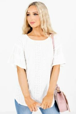 Bibi Just You & I Eyelet Top 22 Bibi Just You & I Eyelet Top -bella ella boutique shop JustYou IWhiteBlouseFront 5000x