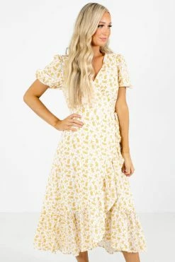 In Loom Keep Calm Honey Yellow Floral Midi Dress