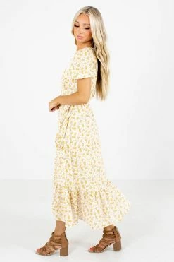 In Loom Keep Calm Honey Yellow Floral Midi Dress 12 In Loom Keep Calm Honey Yellow Floral Midi Dress -bella ella boutique shop Keep Calm Honey Yellow Dress Side 5000x