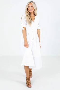 Sweet Claire Kiss Somebody White Midi Dress -bella ella boutique shop Kiss Somebody White Dress Full Front2 5000x