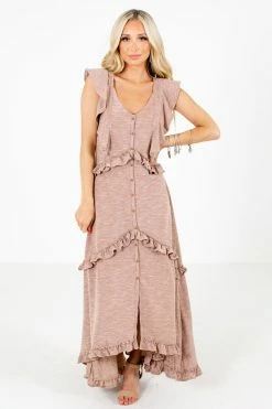 Wishlist Kiss You Goodnight Brown Maxi Dress -bella ella boutique shop Kiss You Goodnight Brown Dress Front2 5000x