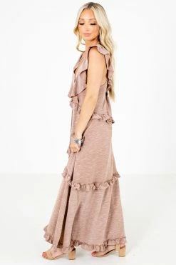 Wishlist Kiss You Goodnight Brown Maxi Dress -bella ella boutique shop Kiss You Goodnight Brown Dress Side 5000x