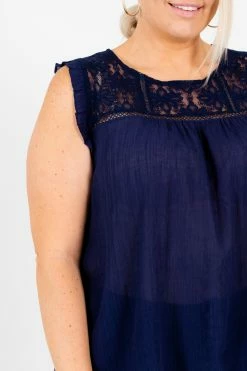 Bella Ella Boutique Laughter Is The Best Medicine Navy Lace Top -bella ella boutique shop Laughter is the Best Medicine Navy Lace Top Detail 5000x