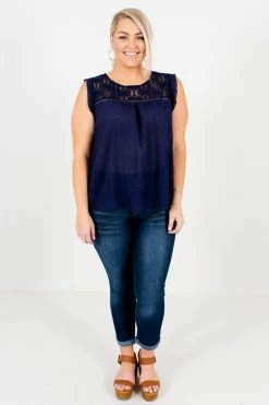 Bella Ella Boutique Laughter Is The Best Medicine Navy Lace Top -bella ella boutique shop Laughter is the Best Medicine Navy Lace Top Full 5000x