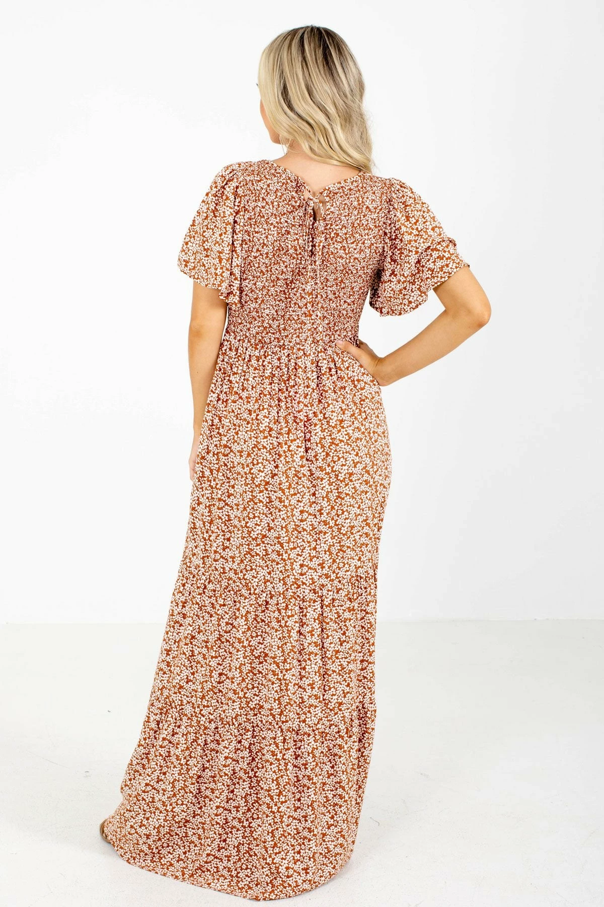 In Loom Leave Them Speechless Rust Floral Maxi Dress 4 In Loom Leave Them Speechless Rust Floral Maxi Dress - Image 2