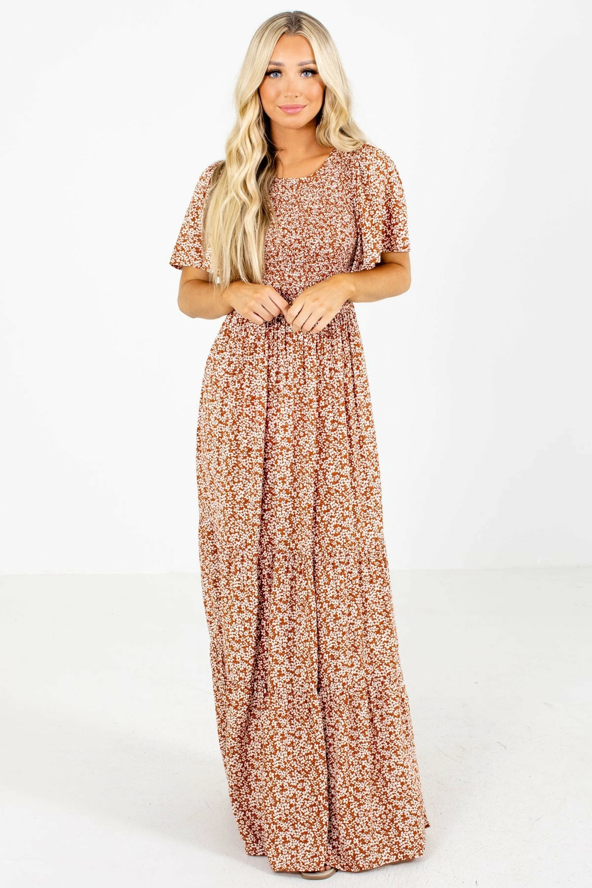 In Loom Leave Them Speechless Rust Floral Maxi Dress 3 In Loom Leave Them Speechless Rust Floral Maxi Dress