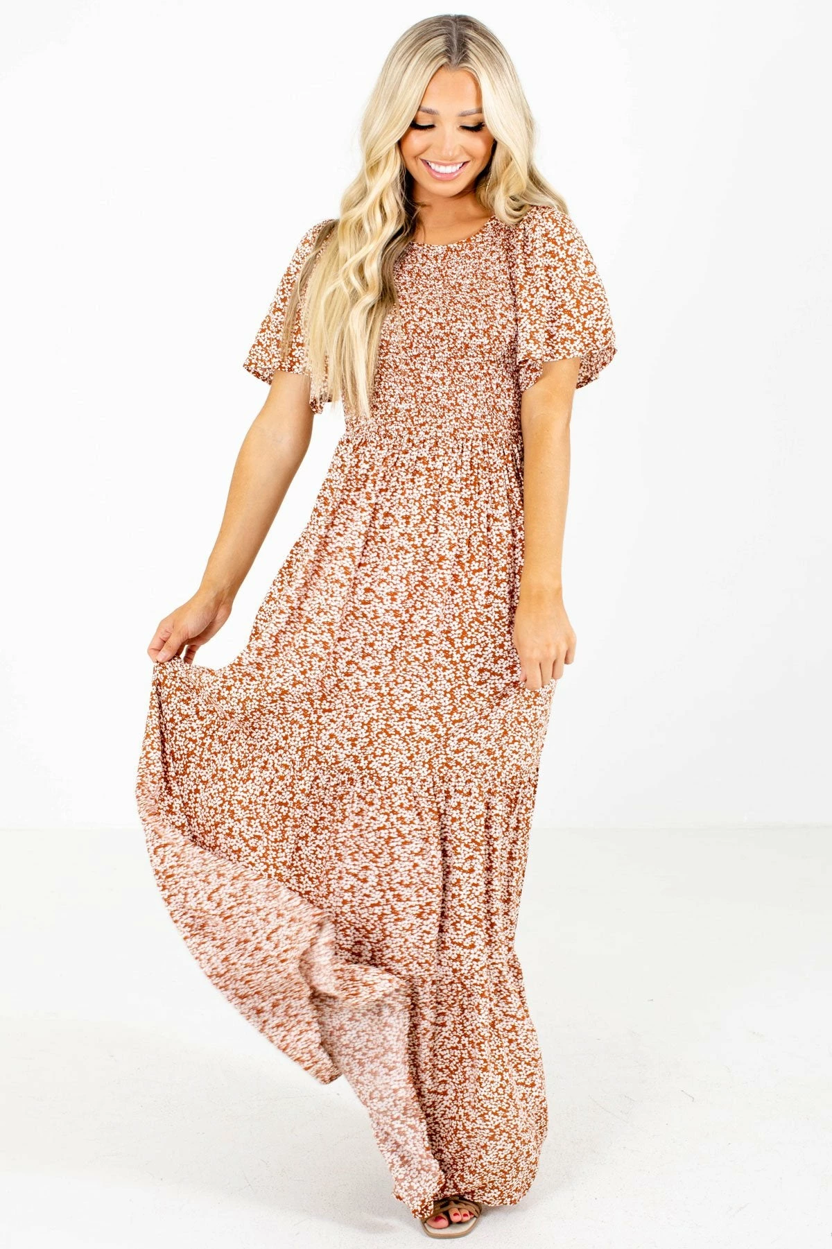 In Loom Leave Them Speechless Rust Floral Maxi Dress 6 In Loom Leave Them Speechless Rust Floral Maxi Dress - Image 4