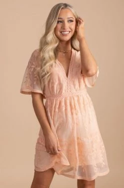 IRIS Light My Fire Blush Lace Mini Dress