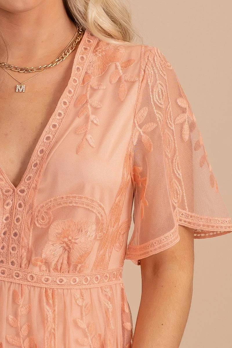 IRIS Light My Fire Peach Lace Mini Dress 5 IRIS Light My Fire Peach Lace Mini Dress - Image 3