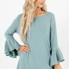 Zenana Looking Sharp Long Sleeve Blouse -bella ella boutique shop LookingSharpBlouseGreenFront 5000x