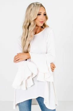 Zenana Looking Sharp Long Sleeve Blouse -bella ella boutique shop LookingSharpBlouseWhiteFront 5000x