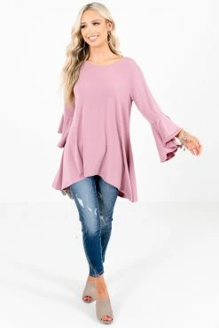Zenana Looking Sharp Long Sleeve Blouse -bella ella boutique shop LookingSharpPinkBlouseFullFront 5000x