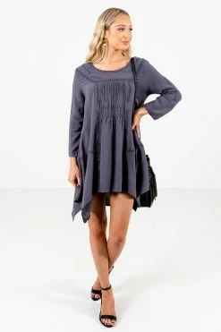 Bella Ella Boutique Love Of My Life Charcoal Gray Mini Dress -bella ella boutique shop Love of My Life Charcoal Dress Full Front2 5000x