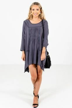 Bella Ella Boutique Love Of My Life Charcoal Gray Mini Dress -bella ella boutique shop Love of My Life Charocal Dress Full Front2 5000x