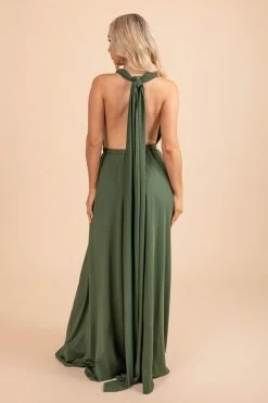 Dress Day Lovers Twist Maxi Dress -bella ella boutique shop LoversTwistMaxiDress Back HunterGreen 5000x