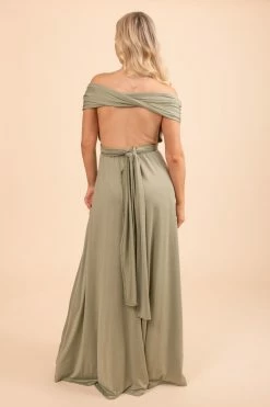 Dress Day Lovers Twist Maxi Dress -bella ella boutique shop LoversTwistMaxiDress Back Olive 5000x