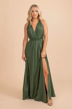 Dress Day Lovers Twist Maxi Dress -bella ella boutique shop LoversTwistMaxiDress Front HunterGreen 5000x