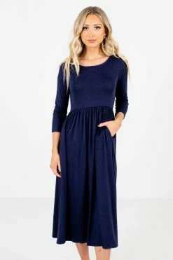 Bella Ella Boutique Matters Of The Heart Navy Midi Dress