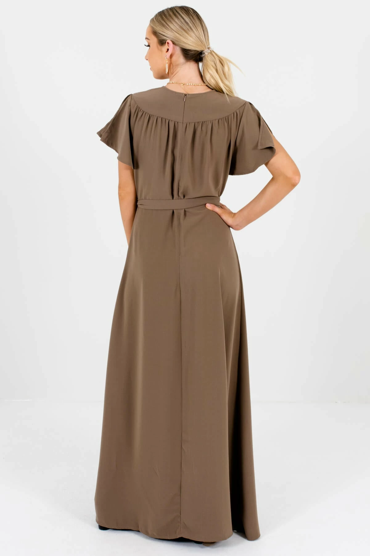 Bella Ella Boutique Memory Lane Brown Maxi Dress 4 Bella Ella Boutique Memory Lane Brown Maxi Dress - Image 2