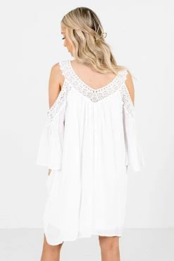 Wholesale Fashion Square My Destiny Cold Shoulder Mini Dress -bella ella boutique shop My Destiny White Dress Back 5000x