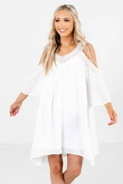 Wholesale Fashion Square My Destiny Cold Shoulder Mini Dress -bella ella boutique shop My Destiny White Dress Front 5000x