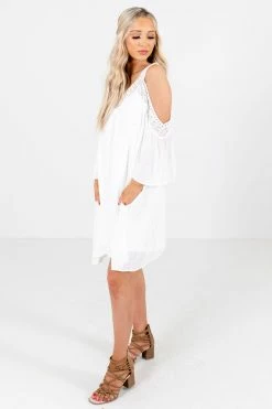 Wholesale Fashion Square My Destiny Cold Shoulder Mini Dress -bella ella boutique shop My Destiny White Dress Side 5000x