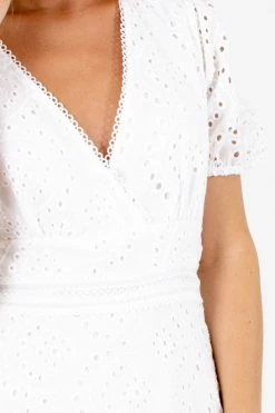 All In Favor My Plus One White Eyelet Mini Dress 11 All In Favor My Plus One White Eyelet Mini Dress -bella ella boutique shop My Plus One White Dress Detail 5000x