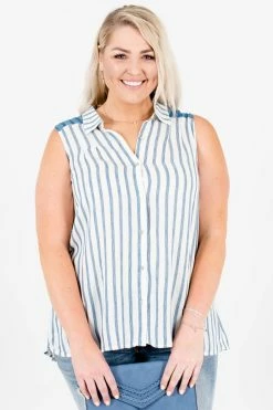 Bella Ella Boutique Nautical Girl White Striped Tank