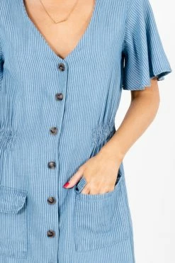 E&M/Mine Note To Self Blue Mini Dress -bella ella boutique shop NotetoSelfBlueDressDetail 5000x