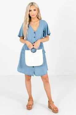 E&M/Mine Note To Self Blue Mini Dress -bella ella boutique shop NotetoSelfBlueDressFullFront 5000x