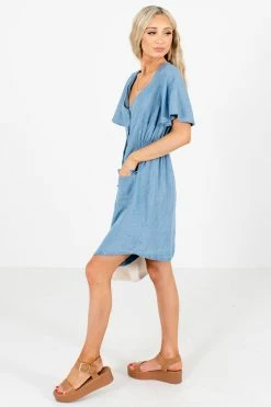 E&M/Mine Note To Self Blue Mini Dress -bella ella boutique shop NotetoSelfBlueDressSide 5000x