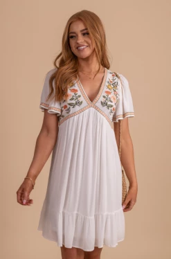 In Loom Nothing But Clear Skies Embroidered Mini Dress -bella ella boutique shop NothingButBlueSkiesEmbroideredMiniDress WhiteFront 5000x