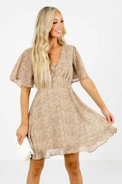 In Loom On The Prowl Beige Leopard Print Mini Dress