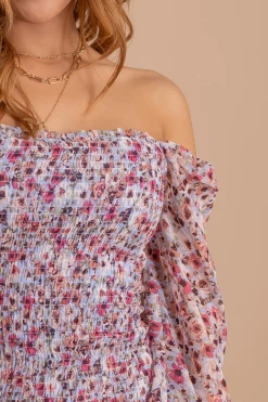 Haute Monde Pace Of Nature Smocked Floral Mini Dress 26 Haute Monde Pace Of Nature Smocked Floral Mini Dress -bella ella boutique shop PaceofNatureSmockedFloralMiniDressbluedetail 5000x