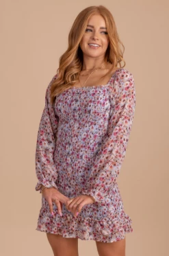 Haute Monde Pace Of Nature Smocked Floral Mini Dress 24 Haute Monde Pace Of Nature Smocked Floral Mini Dress -bella ella boutique shop PaceofNatureSmockedFloralMiniDressbluefront 5000x