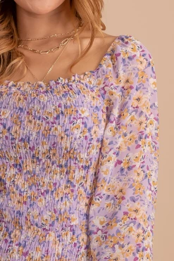 Haute Monde Pace Of Nature Smocked Floral Mini Dress 34 Haute Monde Pace Of Nature Smocked Floral Mini Dress -bella ella boutique shop PaceofNatureSmockedFloralMiniDresspurpledetial 5000x