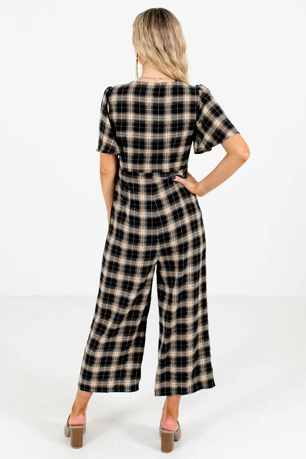Bella Ella Boutique Perfect Timing Black Plaid Jumpsuit 4 Bella Ella Boutique Perfect Timing Black Plaid Jumpsuit - Image 2