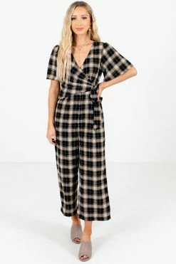 Bella Ella Boutique Perfect Timing Black Plaid Jumpsuit