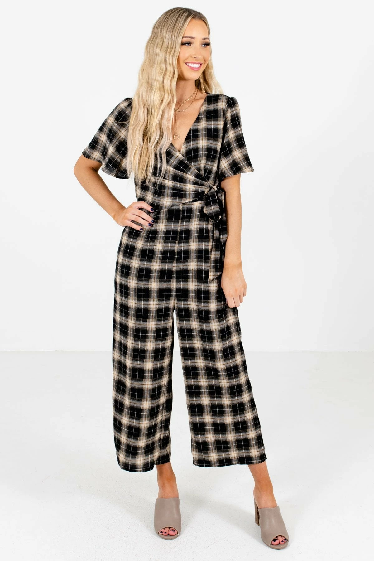 Bella Ella Boutique Perfect Timing Black Plaid Jumpsuit 9 Bella Ella Boutique Perfect Timing Black Plaid Jumpsuit - Image 7