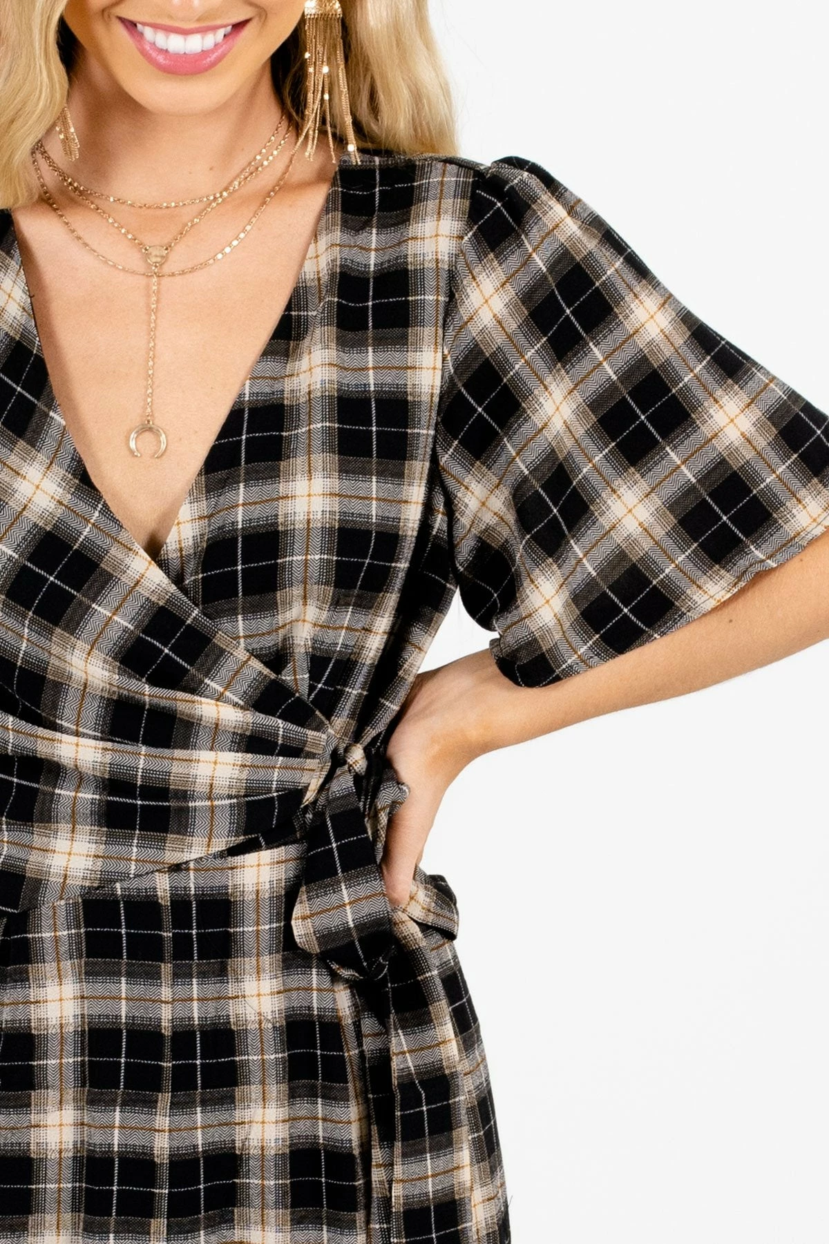 Bella Ella Boutique Perfect Timing Black Plaid Jumpsuit 5 Bella Ella Boutique Perfect Timing Black Plaid Jumpsuit - Image 3