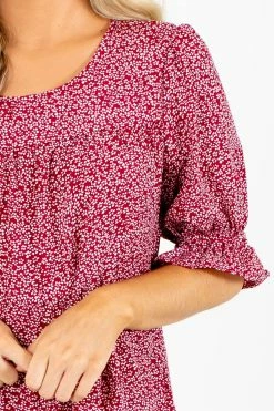 Tea N Rose Pick The Poppies Floral Midi Dress 14 Tea N Rose Pick The Poppies Floral Midi Dress -bella ella boutique shop Pick the Poppies Burgundy Dress Detail 5000x